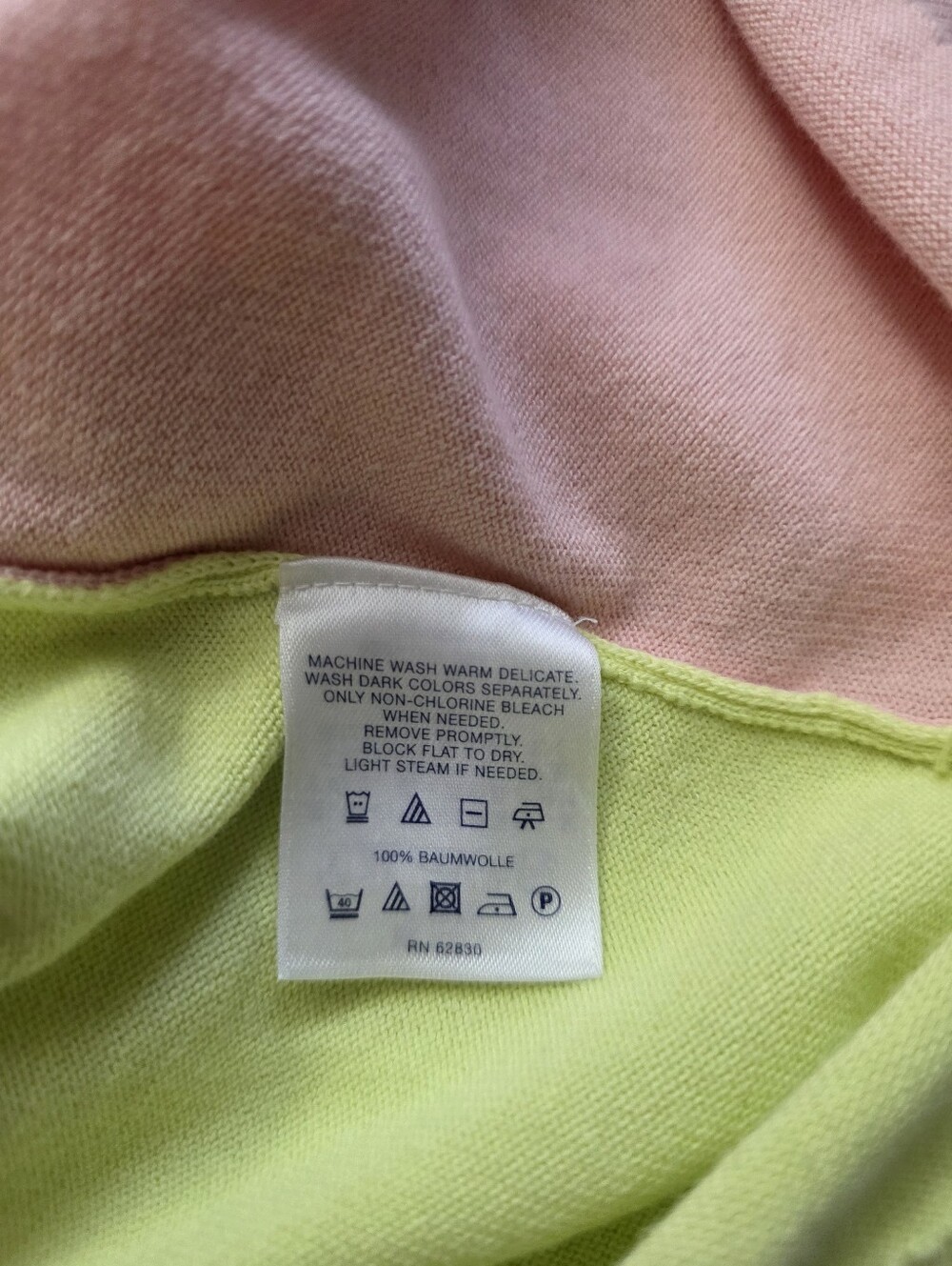 Lands' End Colorblock Pastel Supima Cotton Sweater Preppy Soft Girl Layer Large - Picture 4 of 8